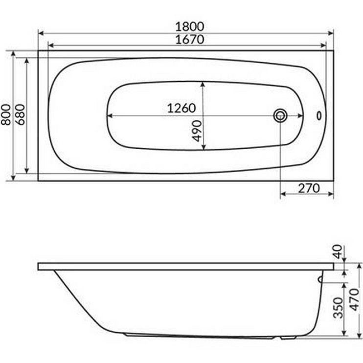Ванна гидромассажная Whitecross Layla LINE 0102.180080.100.LINE.WH 180x80 см, (белый глянцевый),  каркас, слив-перелив